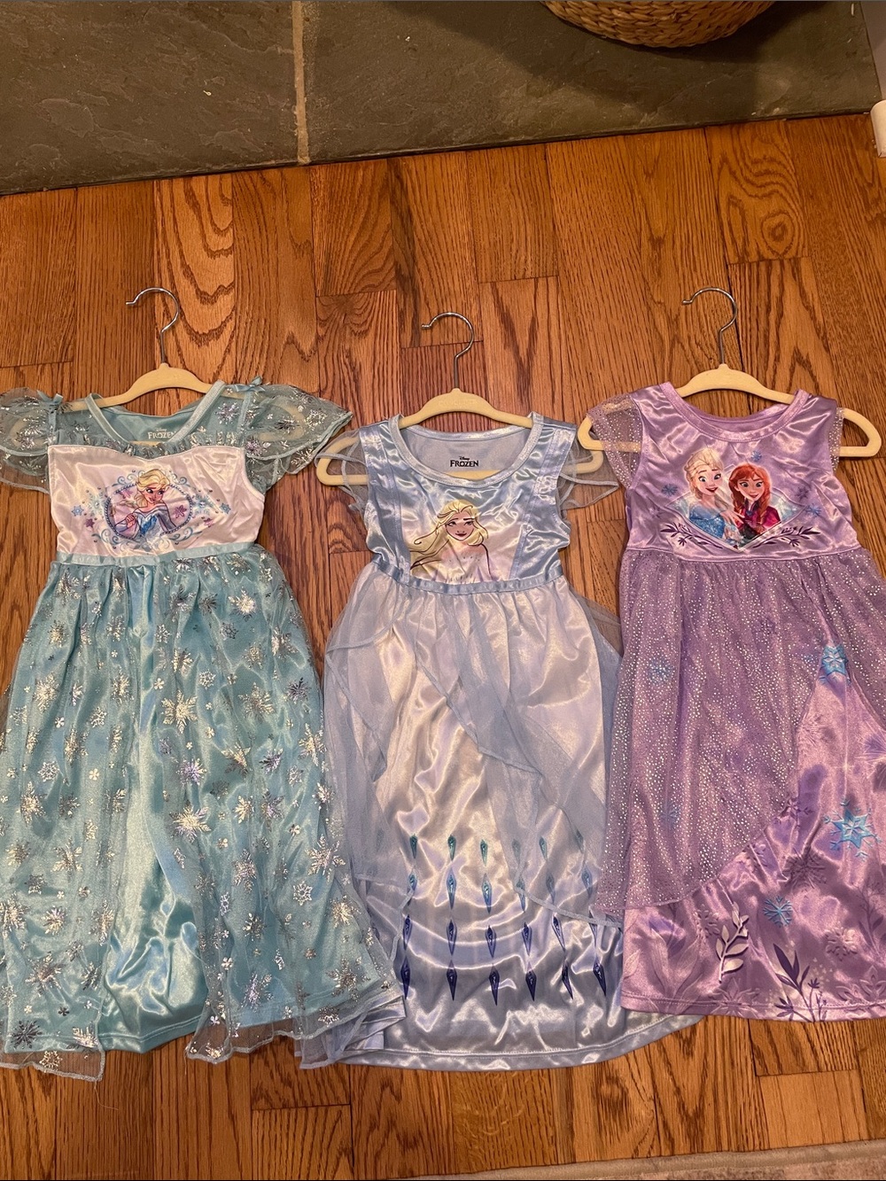 Disney Frozen Elsa & Anna Girls Nightgowns - Blue, Light Blue, Purple